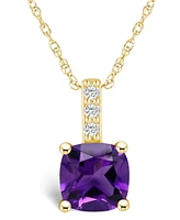 Macy's Amethyst ( Ct. T.w.) and Diamond Accent Pendant Necklace in 14K Yellow Gold
