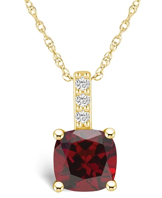 Macy's Garnet (-/ Ct. T.w.) and Diamond Accent Pendant Necklace in 14K Yellow Gold
