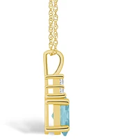 Macy's Aquamarine (1-1/7 Ct. T.w.) and Diamond (1/10 Ct. T.w.) Pendant Necklace in 14K Yellow Gold