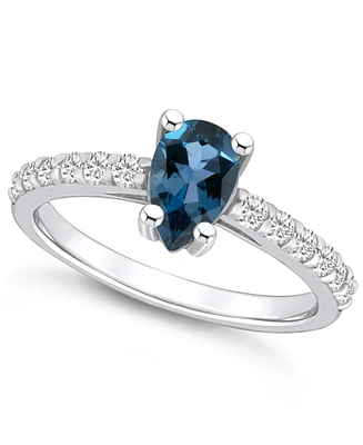 Macy's London Blue Topaz (1 Ct. T.w.) and Diamond (1/3 Ring 14K Gold