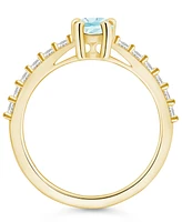 Macy's Aquamarine (3/4 Ct. T.w.) and Diamond (1/3 Ring 14K Yellow Gold