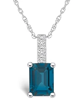 Macy's London Blue Topaz (2 Ct. T.w.) and Diamond Accent Pendant Necklace in 14K Gold