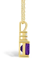 Macy's Amethyst (2 Ct. T.w.) and Diamond (1/10 Ct. T.w.) Pendant Necklace in 14K Yellow Gold