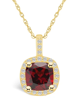 Macy's Garnet (2-3/4 Ct. T.w.) and Diamond (1/4 Ct. T.w.) Halo Pendant Necklace in 14K Yellow Gold