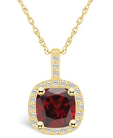 Macy's Garnet (2-3/4 Ct. T.w.) and Diamond (1/4 Ct. T.w.) Halo Pendant Necklace in 14K Yellow Gold