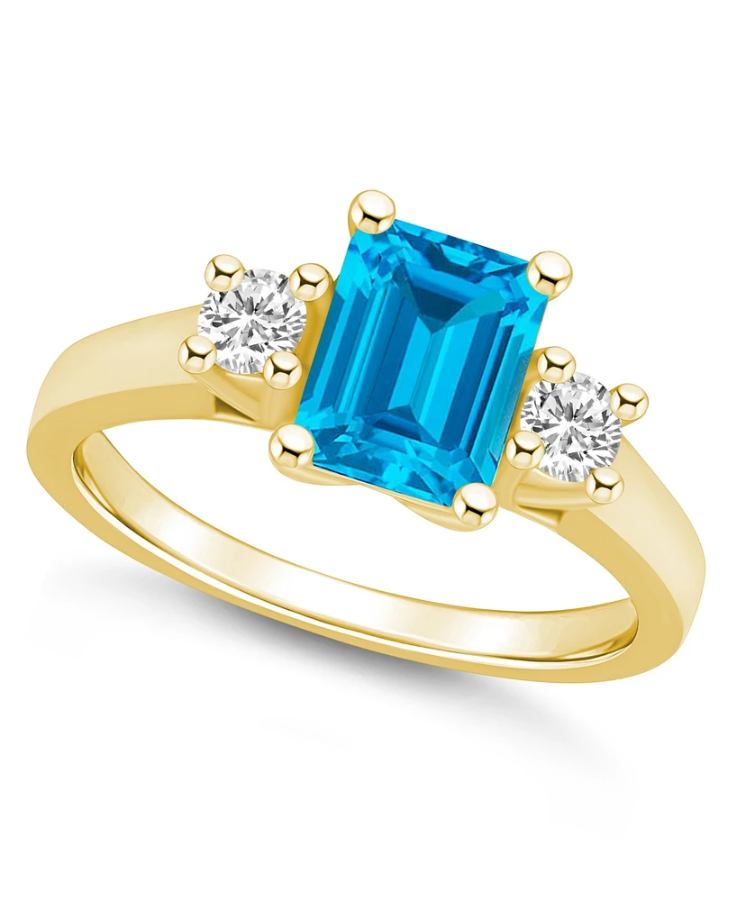 Macy's Blue Topaz and Diamond Ring (2 ct.t.w 1/4 ct.t.w) 14K Yellow Gold