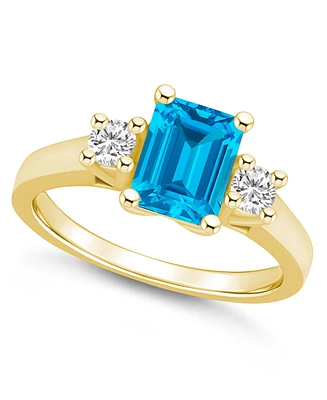 Macy's Blue Topaz and Diamond Ring (2 ct.t.w 1/4 ct.t.w) 14K Yellow Gold