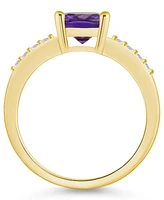 Macy's Amethyst and Diamond Ring (2 ct.t.w 1/8 ct.t.w) 14K Yellow Gold