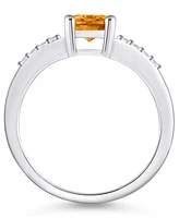 Macy's Citrine and Diamond Ring (1- 1/5 ct.t.w 1/8 ct.t.w) 14K Gold