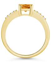 Macy's Citrine and Diamond Ring (1 -1/5 ct.t.w 1/8 ct.t.w) 14K Yellow Gold