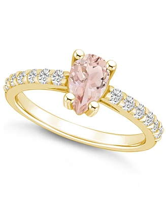 Macy's Morganite (3/4 Ct. T.w.) and Diamond (1/3 Ring 14K Yellow Gold