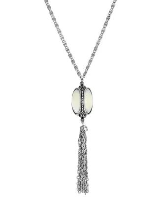 2028 Silver-Tone Mop 3 Sided Spinner Tassel Necklace