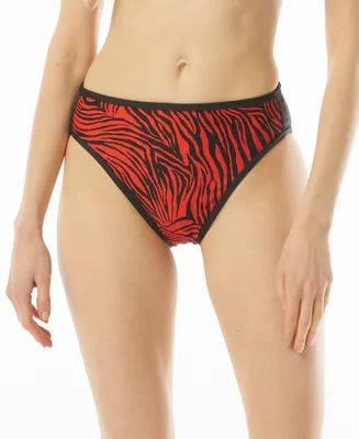 Michael Michael Kors Women's Printed High Leg Bikini Bottoms