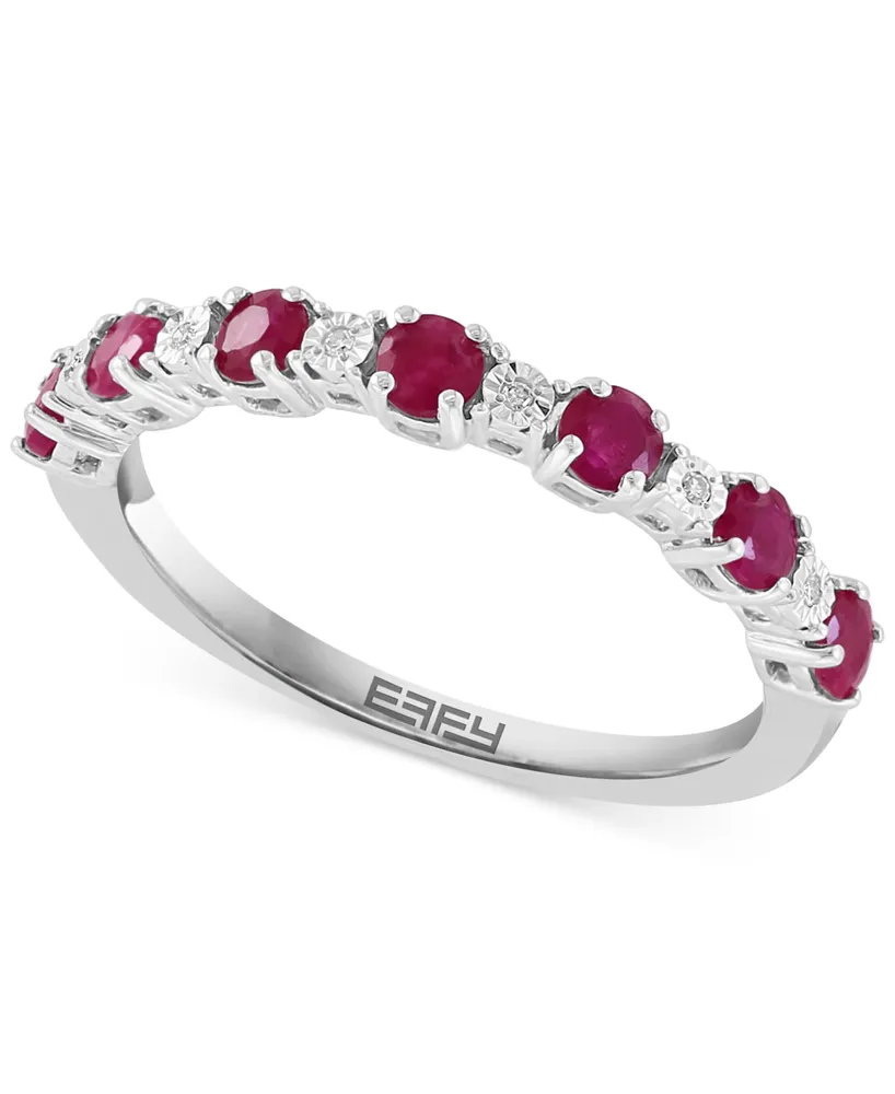 Effy Sapphire & Diamond Accent Stacking Ring Sterling Silver (Also available Ruby and Emerald)