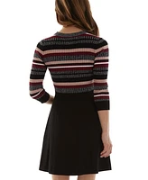 Bcx Juniors' Striped Fit & Flare Sweater Dress