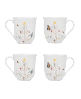 Lenox Butterfly Meadow Porcelain Seasonal Mugs, Set of 4