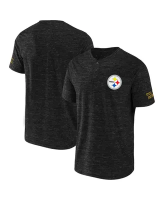 Men's Nfl x Darius Rucker Collection by Fanatics Black Pittsburgh Steelers Slub Henley T-shirt
