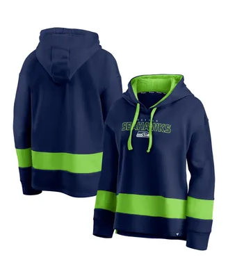 Women's Fanatics College Navy and Neon Green Seattle Seahawks Colors of Pride Colorblock Pullover Hoodie