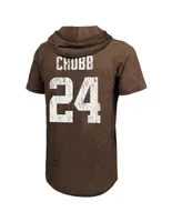 Men's Majestic Threads Nick Chubb Brown Cleveland Browns Player Name and Number Tri-Blend Hoodie T-shirt