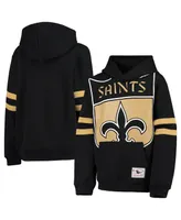 Big Boys Mitchell & Ness Black New Orleans Saints Big Face Pullover Hoodie