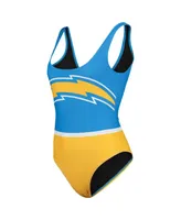 Women's Foco Powder Blue Los Angeles Chargers Team One-Piece Swimsuit