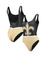 Women's Foco Black New Orleans Saints Team One-Piece Swimsuit