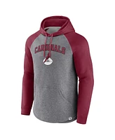 Men's Fanatics Heathered Gray, Cardinal Arizona Cardinals By Design Raglan Pullover Hoodie