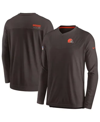 Men's Nike Brown Cleveland Browns 2022 Sideline Coach Chevron Lock Up Performance Long Sleeve V-Neck T-shirt