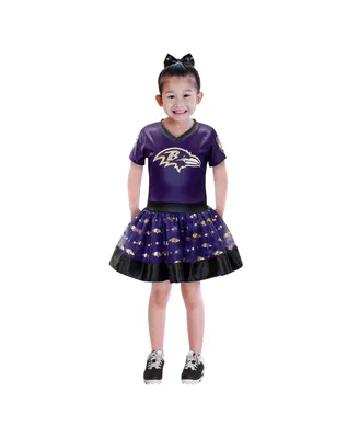 Big Girls Purple Baltimore Ravens Tutu Tailgate Game Day V-Neck Costume