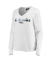 Women's Cuce White Seattle Seahawks Victory V-Neck Pullover Sweatshirt