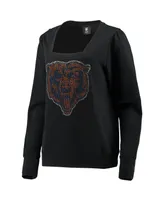 Women's Cuce Black Chicago Bears Winners Square Neck Pullover Sweatshirt