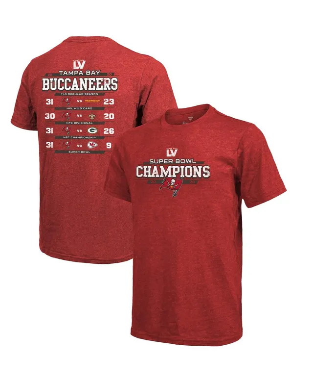 Men's Fanatics Branded Red Tampa Bay Buccaneers Super Bowl LV Champions Running Back Schedule T-Shirt Size: Small