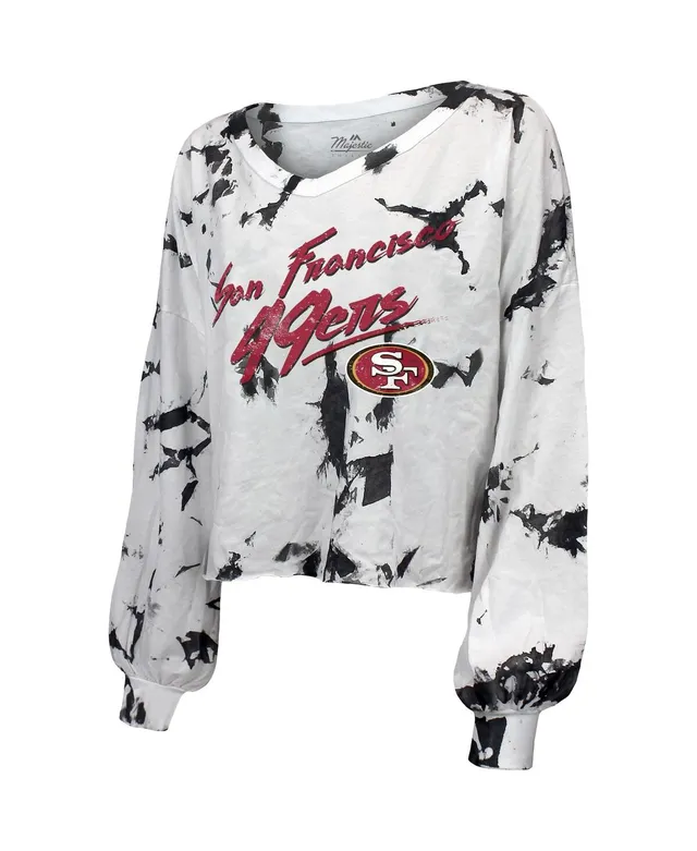 George Kittle San Francisco 49ers Women's Off-Shoulder Tie-Dye Name &  Number Long Sleeve V