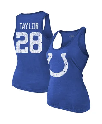 Women's Majestic Threads Jonathan Taylor Royal Indianapolis Colts Player Name and Number Tri-Blend Tank Top