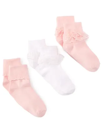 Trimfit 3-Pack Decorative Socks, Little Girls & Big