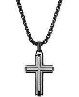 Esquire Men's Jewelry Diamond Religious Cross 22" Pendant Necklace (1/6 ct. t.w.), Created for Macy's