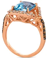 Le Vian Blue Topaz (3-1/2 ct. t.w.) & Diamond (5/8 ct. t.w.) Statement Ring in 14k Rose Gold