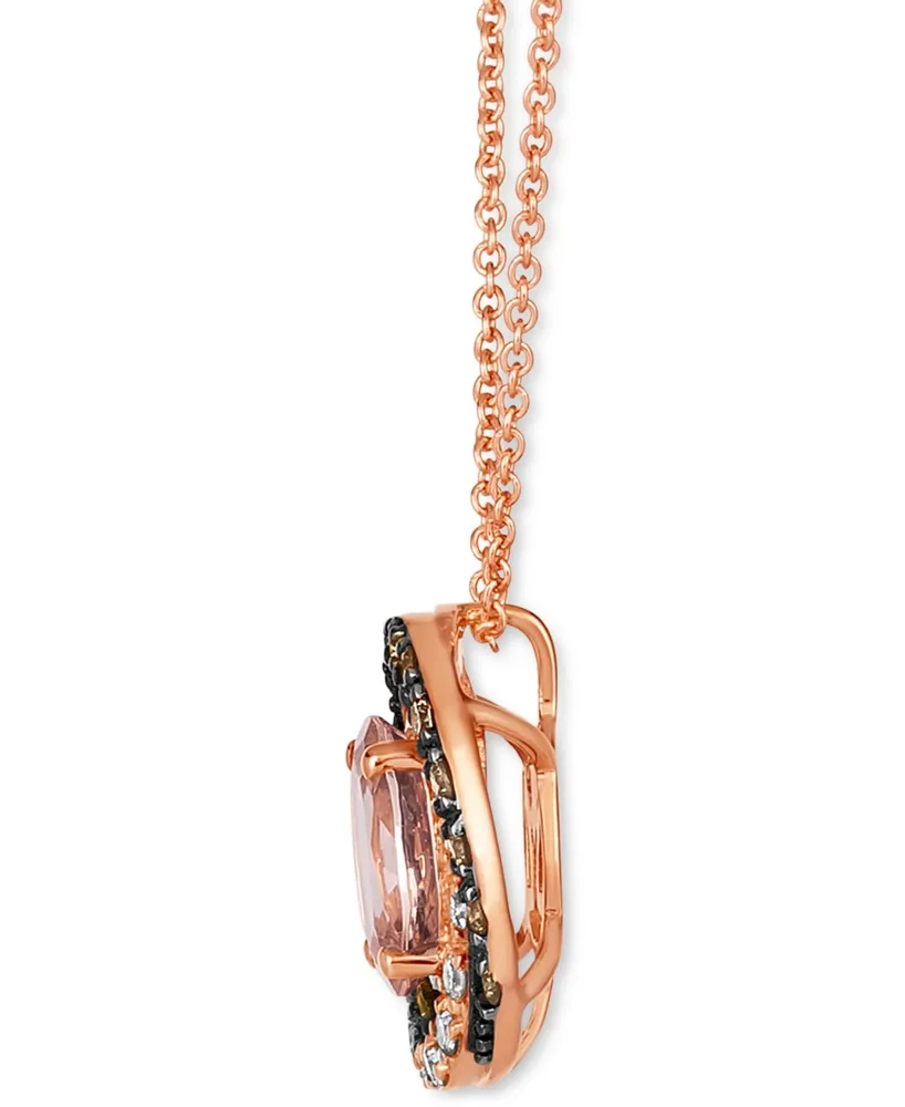 Le Vian Peach Morganite (7/8 ct. t.w.) & Diamond (1/3 ct. t.w.) Adjustable 20" Pendant Necklace in 14k Rose Gold