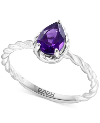 Effy Amethyst Pear Rope Ring (3/4 ct. t.w.) in Sterling Silver