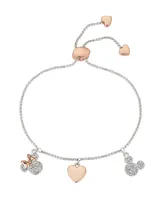 Disney Crystal Charm Bolo Bracelet (0.01 ct. t.w.) in 14K Gold Flash Plated - Rose Gold Two