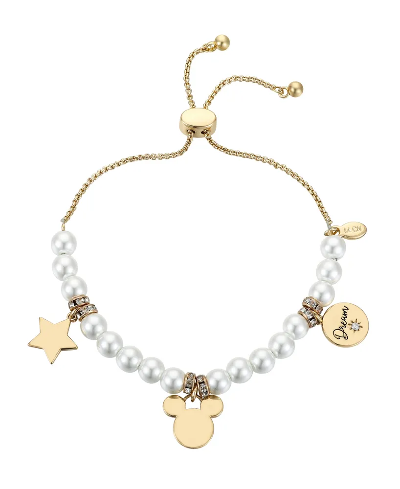 Disney Crystal Mickey Mouse Charm Bolo Bracelet (0.06 ct. t.w.) in 14K Gold Flash Plated