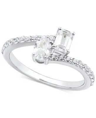 Diamond Oval & Octagon Bypass Engagement Ring (1 ct. t.w.) in 14k White Gold