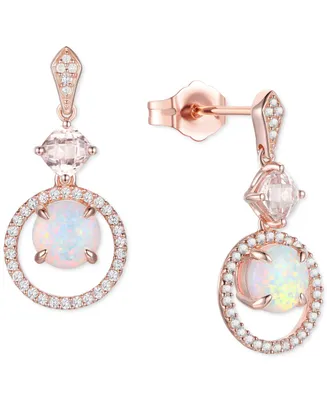 Multi-Gemstone (1-5/8 ct. t.w.) & Diamond (1/4 ct. t.w.) Drop Earrings in 14k Rose Gold