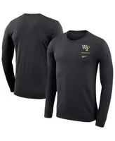 Men's Nike Black Wake Forest Demon Deacons Logo Stack Legend Performance Long Sleeve T-shirt