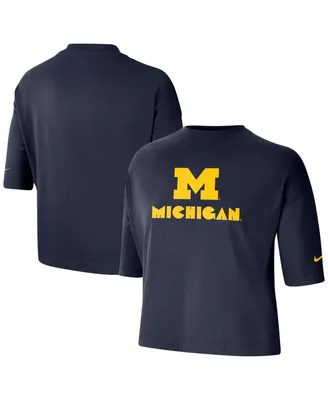 Women's Nike Navy Michigan Wolverines Crop Performance T-shirt