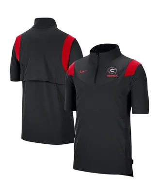 Men's Nike Black Georgia Bulldogs Coach Short Sleeve Quarter-Zip Jacket