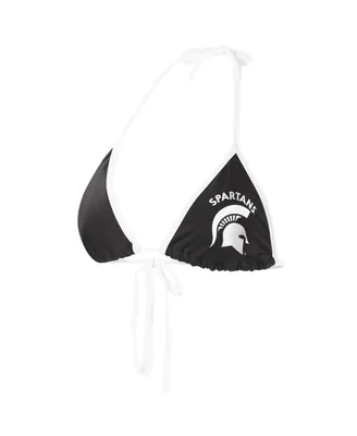 Women's G-iii 4Her by Carl Banks Black Michigan State Spartans Perfect Match Bikini Top