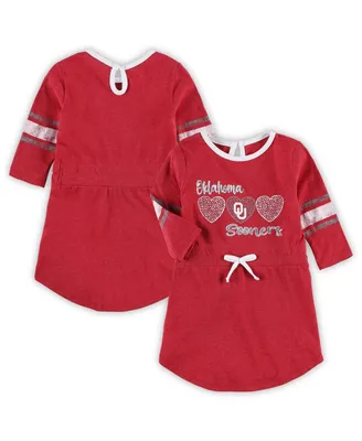 Toddler Girls Colosseum Heathered Crimson Oklahoma Sooners Poppin Sleeve Stripe Dress