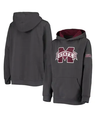 Big Boys Charcoal Mississippi State Bulldogs Big Logo Pullover Hoodie