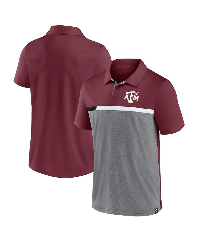 Men's Fanatics Maroon and Heathered Gray Texas A&M Aggies Split Block Color Polo Shirt